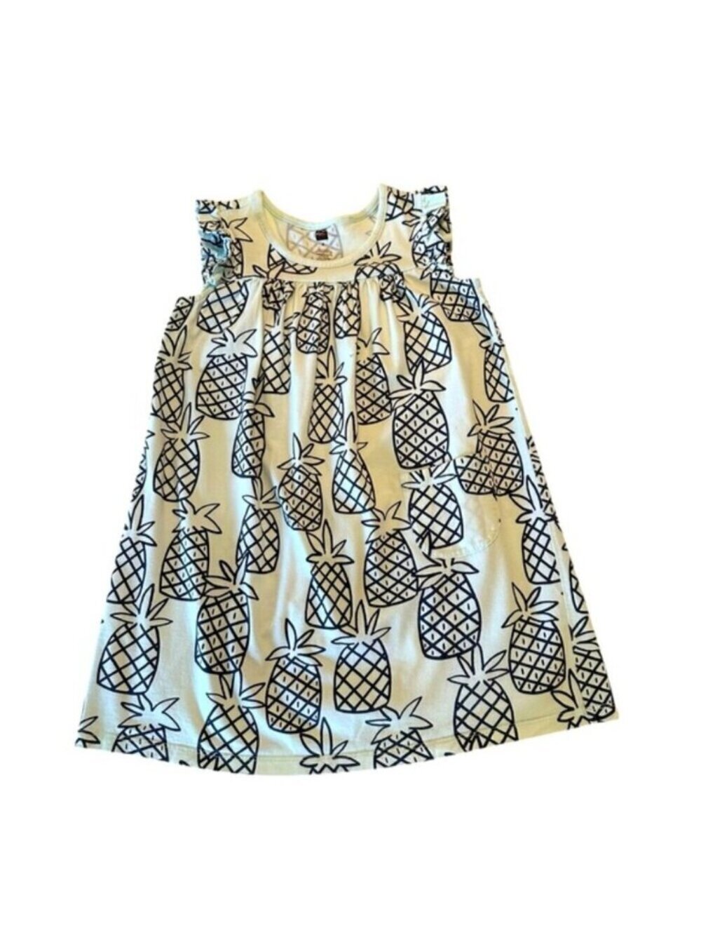 Tea Collection | Girl Mint Green & Navy Blue Pineapple Print Dress Size 6